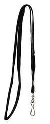 0.20 EACH! - Pack of 100 - 3/8" Flat Braid Woven Lanyard w/Nickel plated steel swivel hook BLACK (SRX2135-3501)